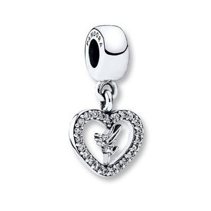Disney Love Tinkerbell Dangle Pandora Silver Cubic Zirconia Charm
